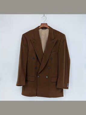 Vintage Burberrys 100% Cashmere Double-Breasted Blazer – Brown – 44R